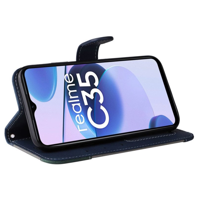 Folio Cover Realme C35 Strappy Effetto Pelle Tricolore