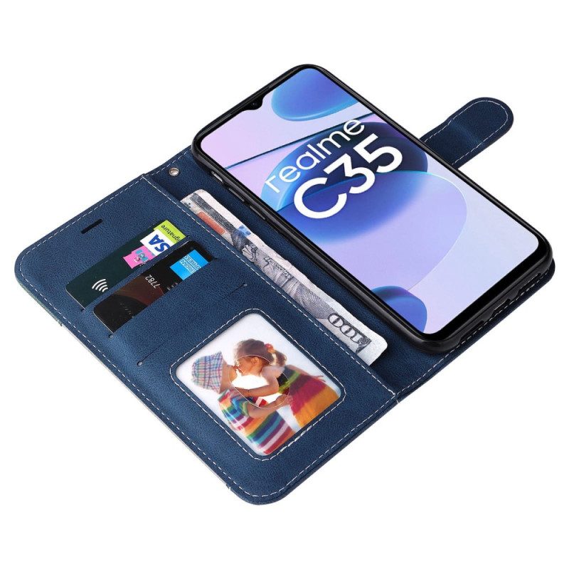 Folio Cover Realme C35 Strappy Effetto Pelle Tricolore