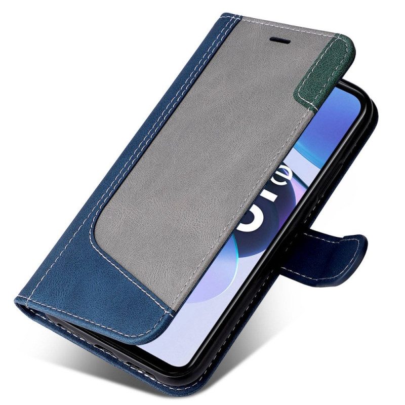 Folio Cover Realme C35 Strappy Effetto Pelle Tricolore