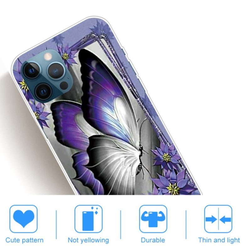 Cover iPhone 14 Pro Farfalla Viola