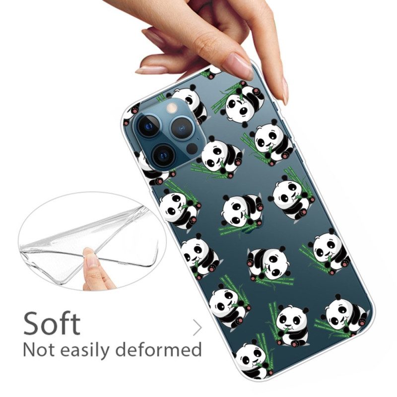 Cover iPhone 14 Pro Piccoli Panda Trasparenti