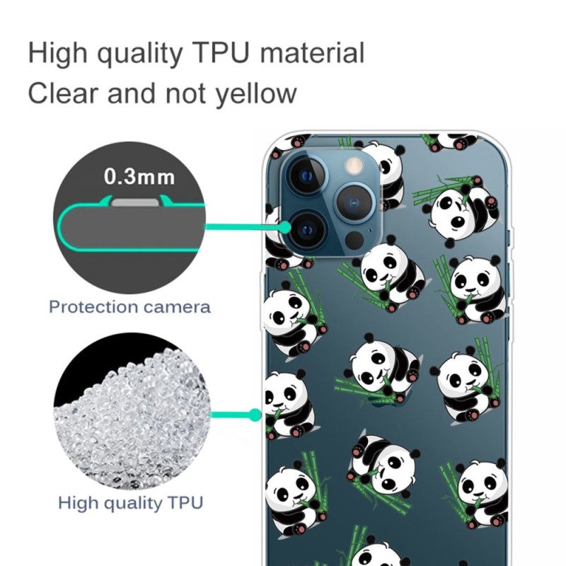 Cover iPhone 14 Pro Piccoli Panda Trasparenti