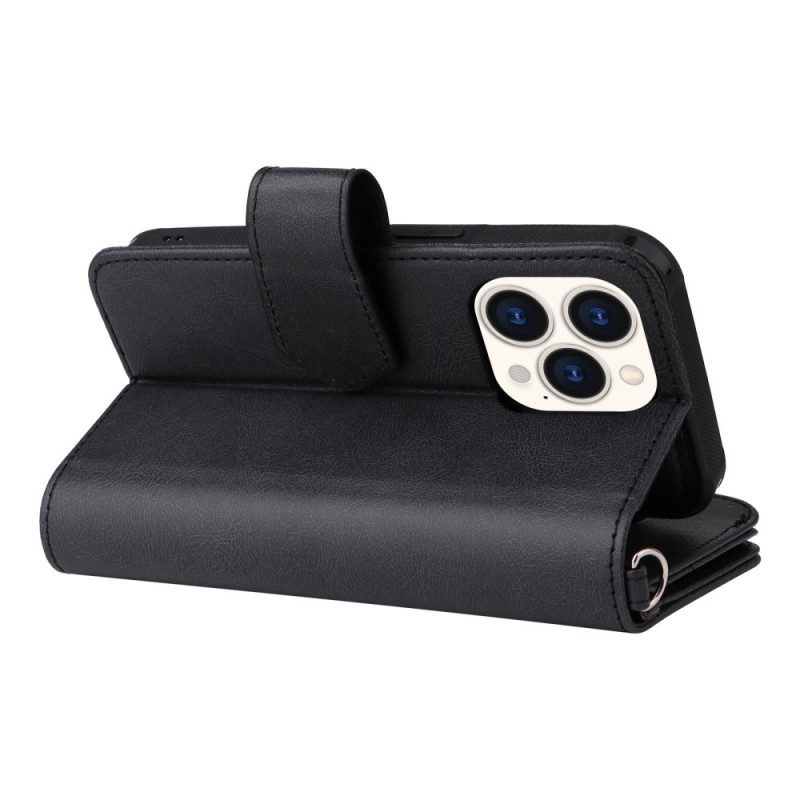 Cover iPhone 14 Pro Portafoglio Portafoglio Con Staccabile