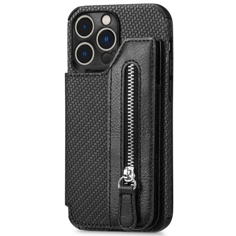 Cover iPhone 14 Pro Portafoglio Portafoglio E Supporto In Fibra Di Carbonio