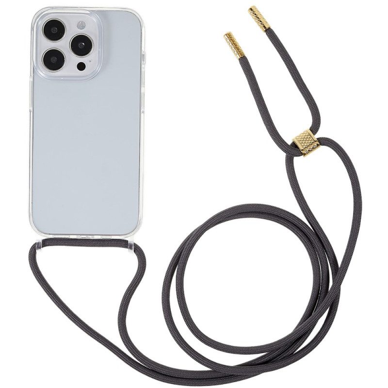 Cover iPhone 14 Pro Trasparente Con Cordoncino Colorato
