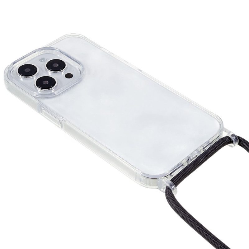 Cover iPhone 14 Pro Trasparente Con Cordoncino Colorato