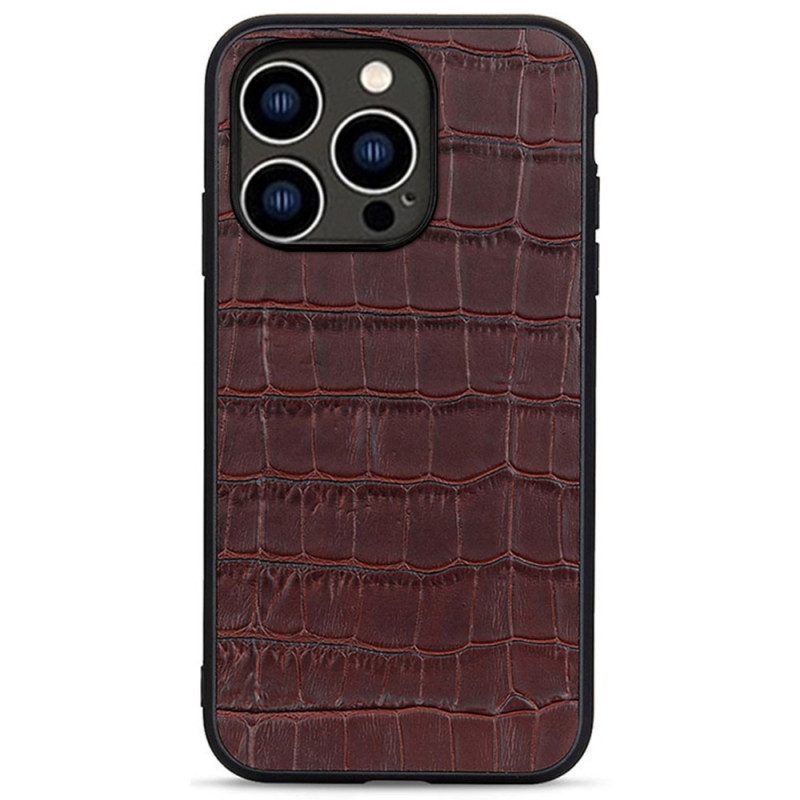 Cover iPhone 14 Pro Vera Pelle Di Coccodrillo