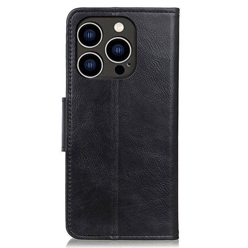 Folio Cover iPhone 14 Pro Chiusura In Pelle Stile Reversibile