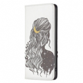 Folio Cover iPhone 14 Pro Custodia in pelle Bei Capelli