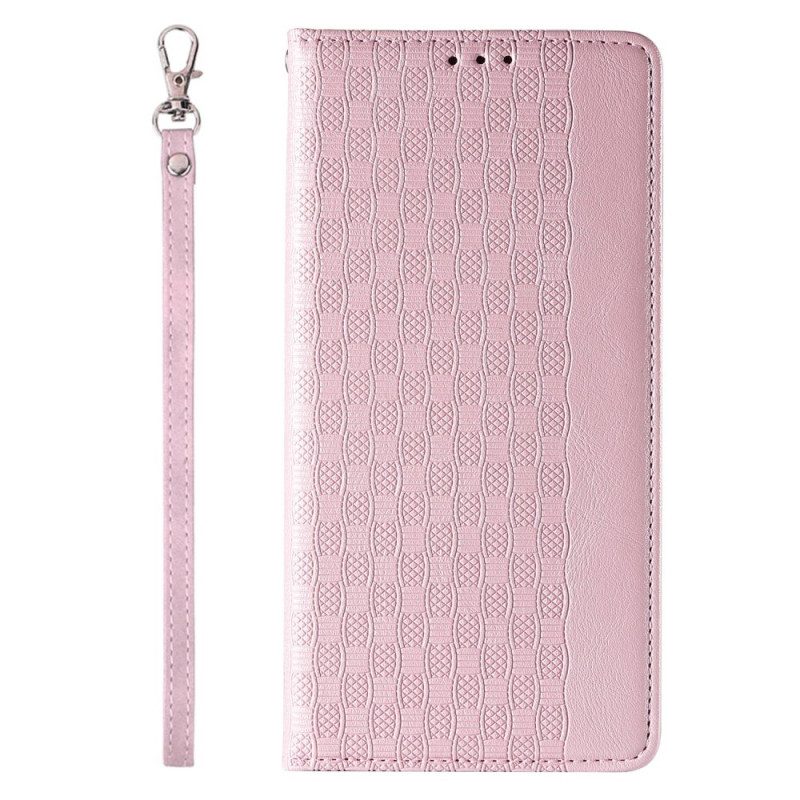 Folio Cover iPhone 14 Pro Custodia in pelle Cinturino Vintage