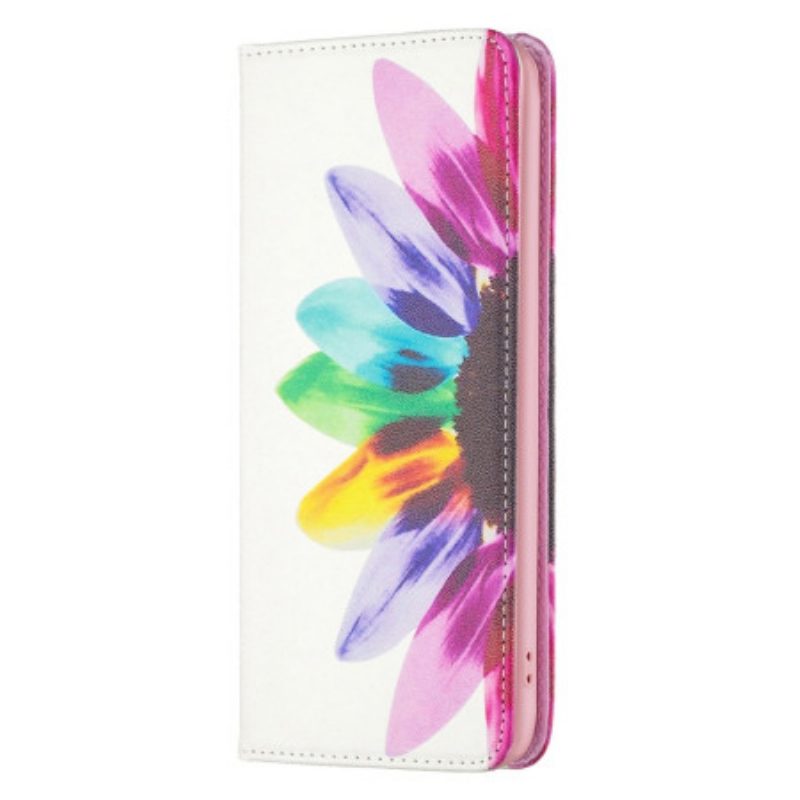 Folio Cover iPhone 14 Pro Custodia in pelle Fiore Dell'acquerello