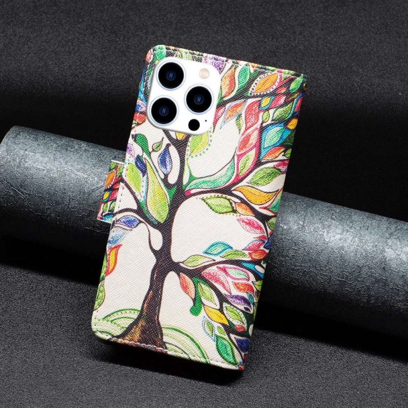 Folio Cover iPhone 14 Pro Portafoglio Portafoglio Albero