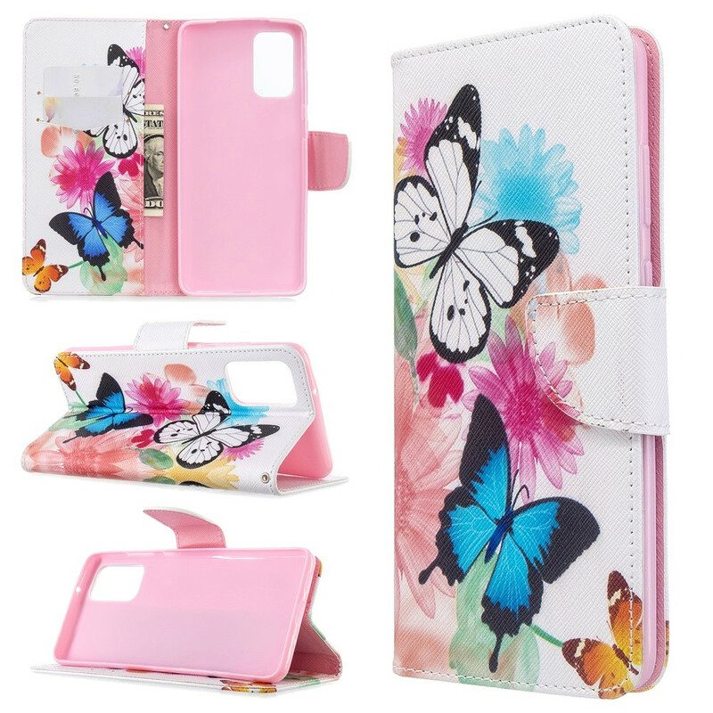 Custodia A Portafoglio Samsung Galaxy S20 Plus / S20 Plus 5G Farfalle E Fiori Dipinti