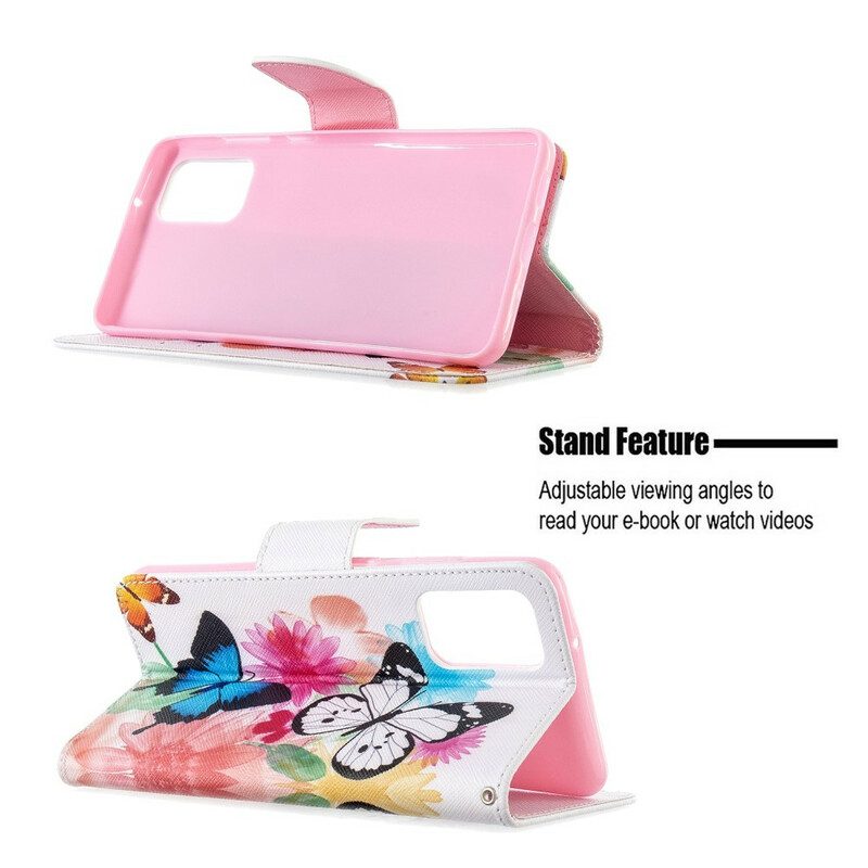 Custodia A Portafoglio Samsung Galaxy S20 Plus / S20 Plus 5G Farfalle E Fiori Dipinti