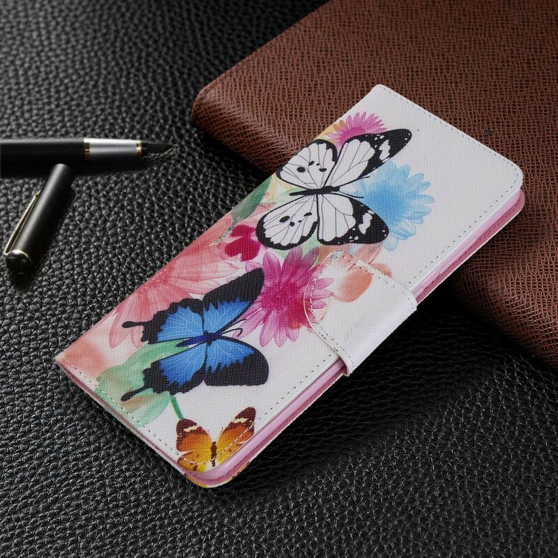Custodia A Portafoglio Samsung Galaxy S20 Plus / S20 Plus 5G Farfalle E Fiori Dipinti