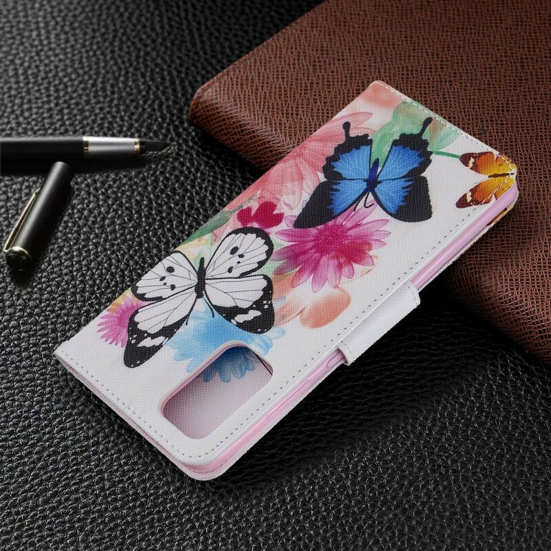 Custodia A Portafoglio Samsung Galaxy S20 Plus / S20 Plus 5G Farfalle E Fiori Dipinti