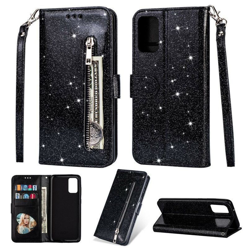 Custodia in pelle Samsung Galaxy S20 Plus / S20 Plus 5G Portamonete Glitterato