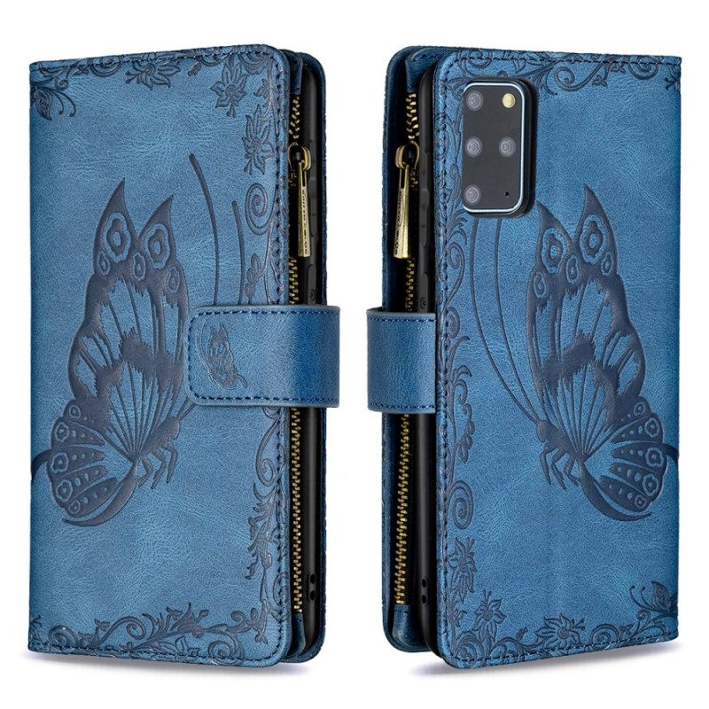 Custodia in pelle Samsung Galaxy S20 Plus / S20 Plus 5G Tasca Con Zip A Farfalla