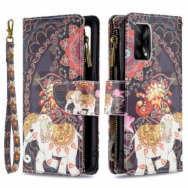Custodia A Portafoglio Oppo A74 4G Tasca Con Zip A Forma Di Elefante