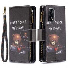 Custodia in pelle Oppo A74 4G Orsetto Tascabile Con Cerniera