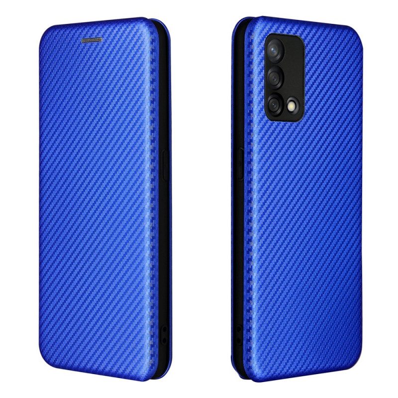 Folio Cover Oppo A74 4G Custodia in pelle Fibra Di Carbonio