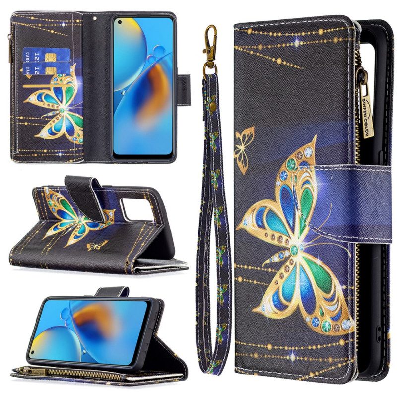 Folio Cover Oppo A74 4G Tasca Con Cerniera Per Farfalle