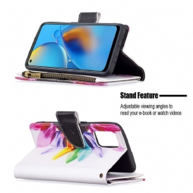 Folio Cover Oppo A74 4G Tasca Con Zip A Fiore