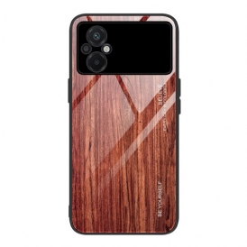 Cover Poco M4 5G Design In Legno Vetro Temperato