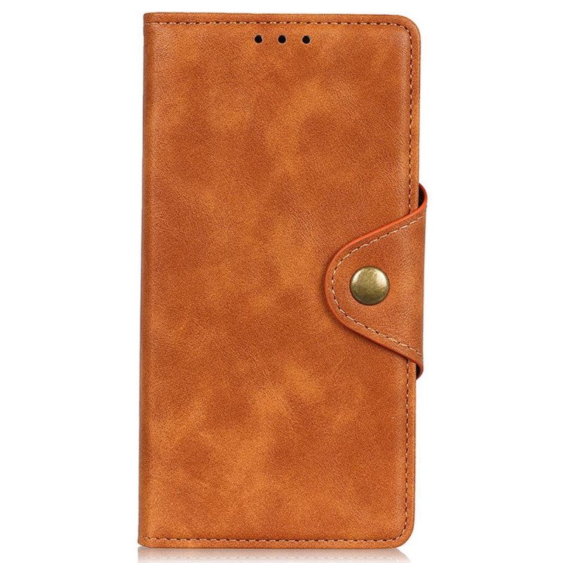 Custodia in pelle Poco M4 5G Bottone Magnetico In Ecopelle
