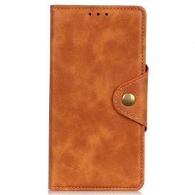 Custodia in pelle Poco M4 5G Bottone Magnetico In Ecopelle