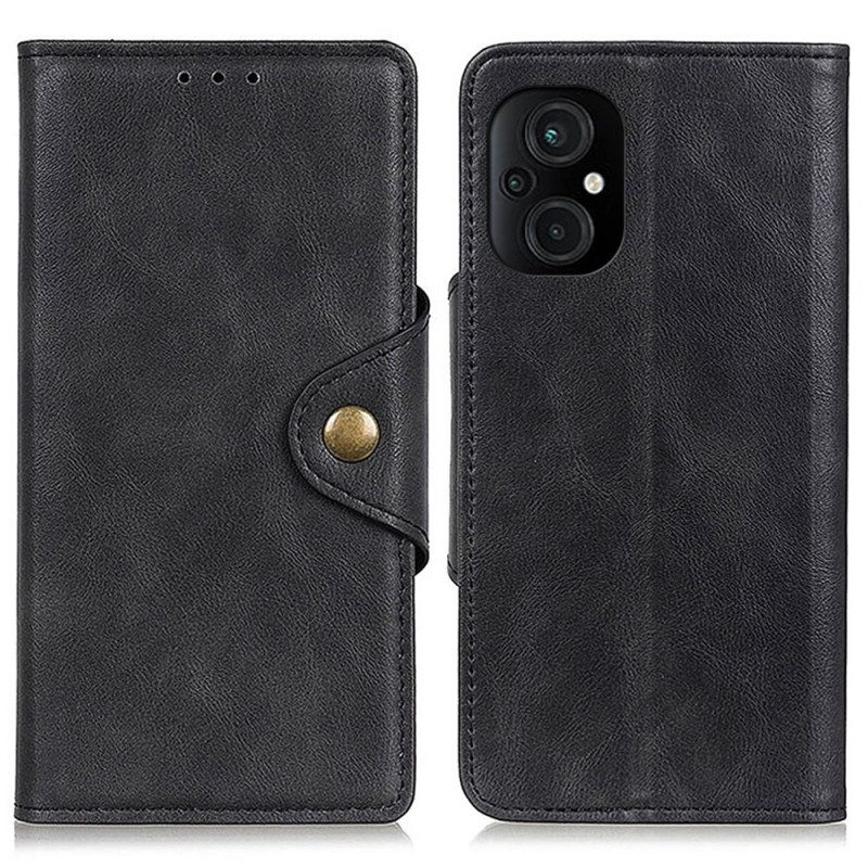 Custodia in pelle Poco M4 5G Bottone Magnetico In Ecopelle