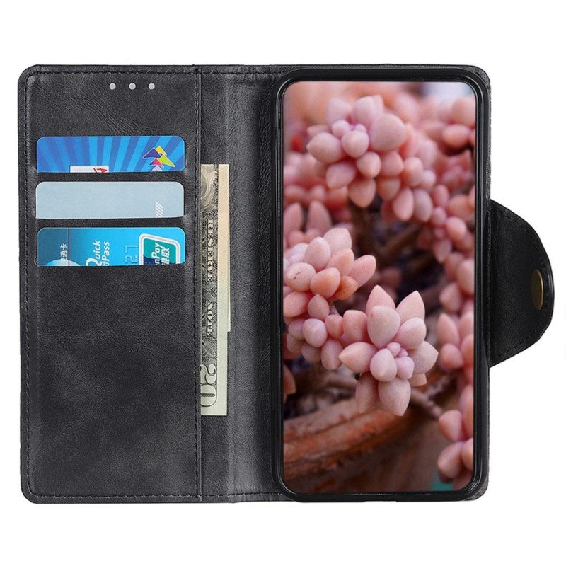 Custodia in pelle Poco M4 5G Bottone Magnetico In Ecopelle