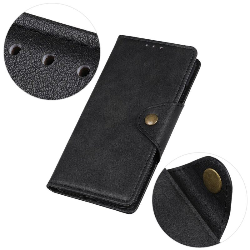 Custodia in pelle Poco M4 5G Bottone Magnetico In Ecopelle