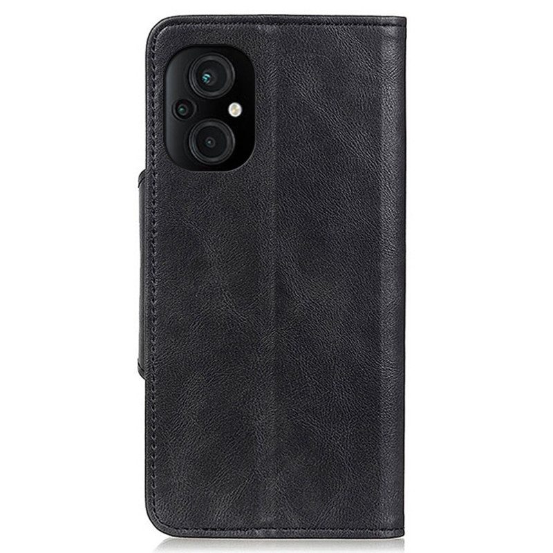 Custodia in pelle Poco M4 5G Bottone Magnetico In Ecopelle