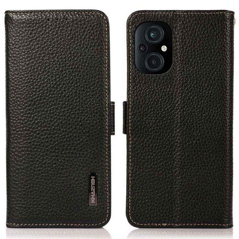 Folio Cover Poco M4 5G Pelle Litchi Khazneh Rfid