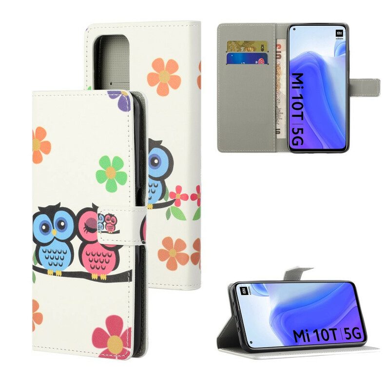 Custodia A Portafoglio Xiaomi Mi 10T / 10T Pro Coppia Di Gufi