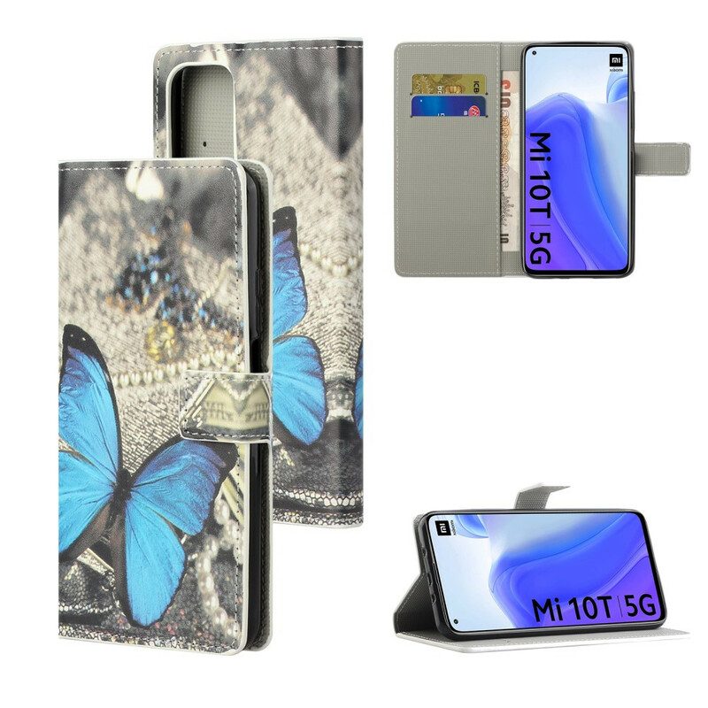 Custodia A Portafoglio Xiaomi Mi 10T / 10T Pro Farfalla Blu