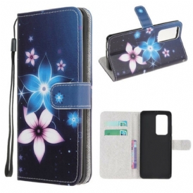 Custodia in pelle Xiaomi Mi 10T / 10T Pro Cinturino Lunare Fiori