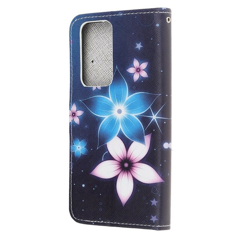 Custodia in pelle Xiaomi Mi 10T / 10T Pro Cinturino Lunare Fiori