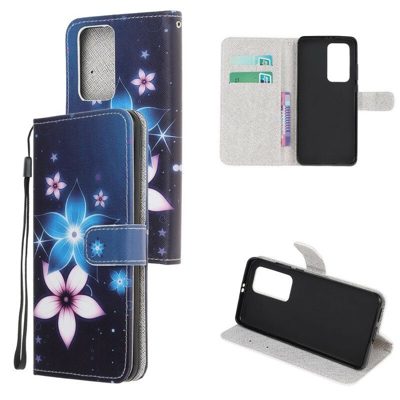 Custodia in pelle Xiaomi Mi 10T / 10T Pro Cinturino Lunare Fiori