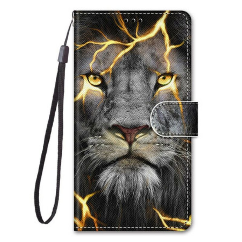 Custodia in pelle Xiaomi Mi 10T / 10T Pro Leone Con Cordino