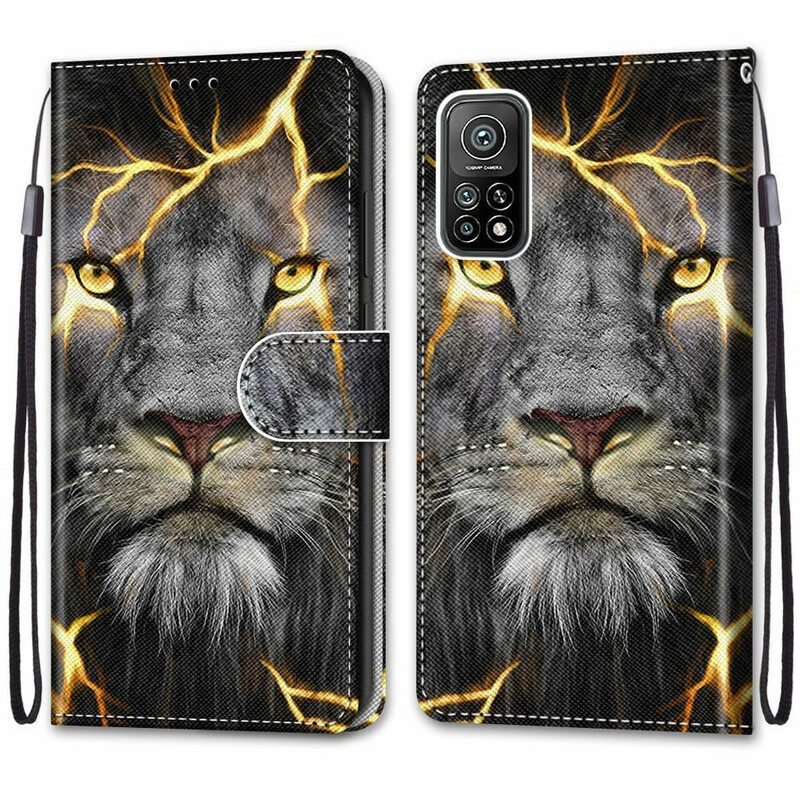 Custodia in pelle Xiaomi Mi 10T / 10T Pro Leone Con Cordino