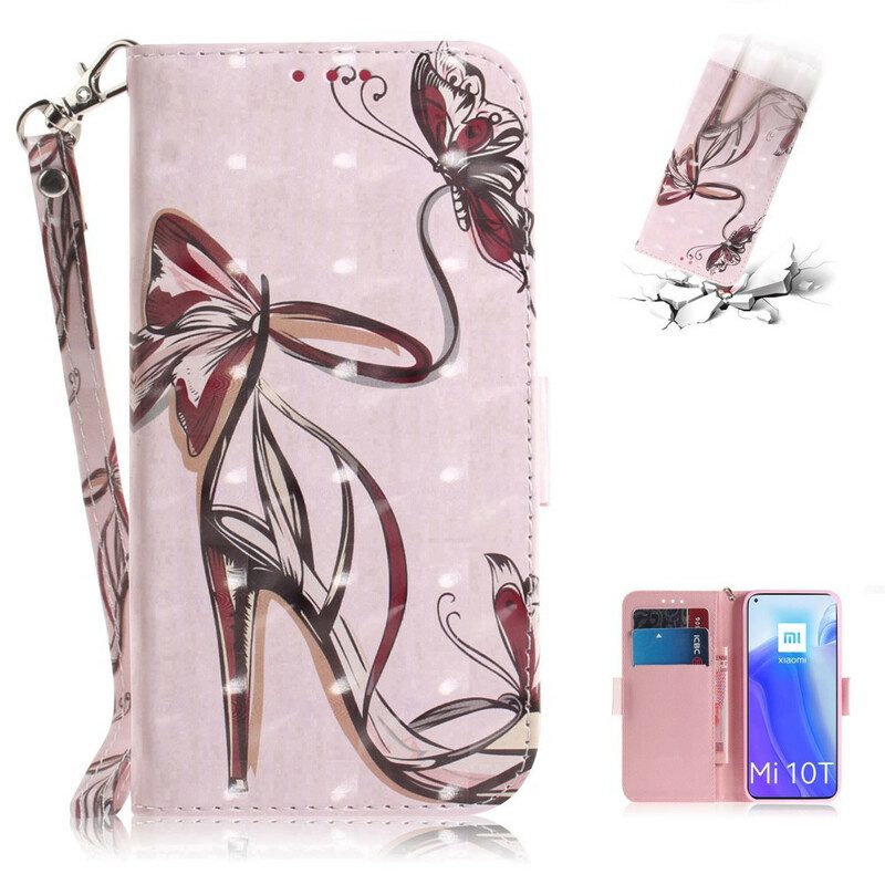 Custodia in pelle Xiaomi Mi 10T / 10T Pro Pompa Con Cinturino