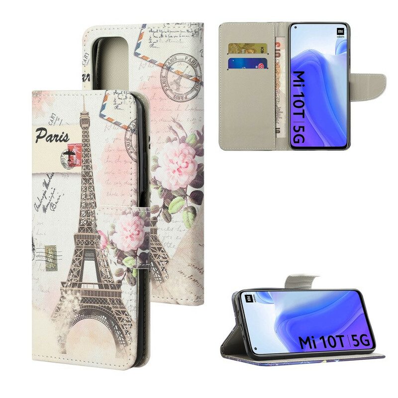 Custodia in pelle Xiaomi Mi 10T / 10T Pro Retrò Torre Eiffel