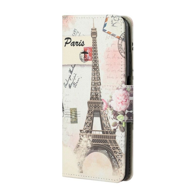Custodia in pelle Xiaomi Mi 10T / 10T Pro Retrò Torre Eiffel