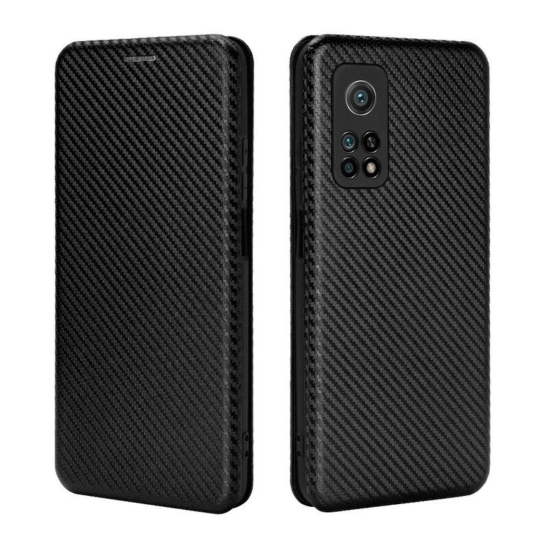 Folio Cover Xiaomi Mi 10T / 10T Pro Custodia in pelle Fibra Di Carbonio Con Anello Di Supporto