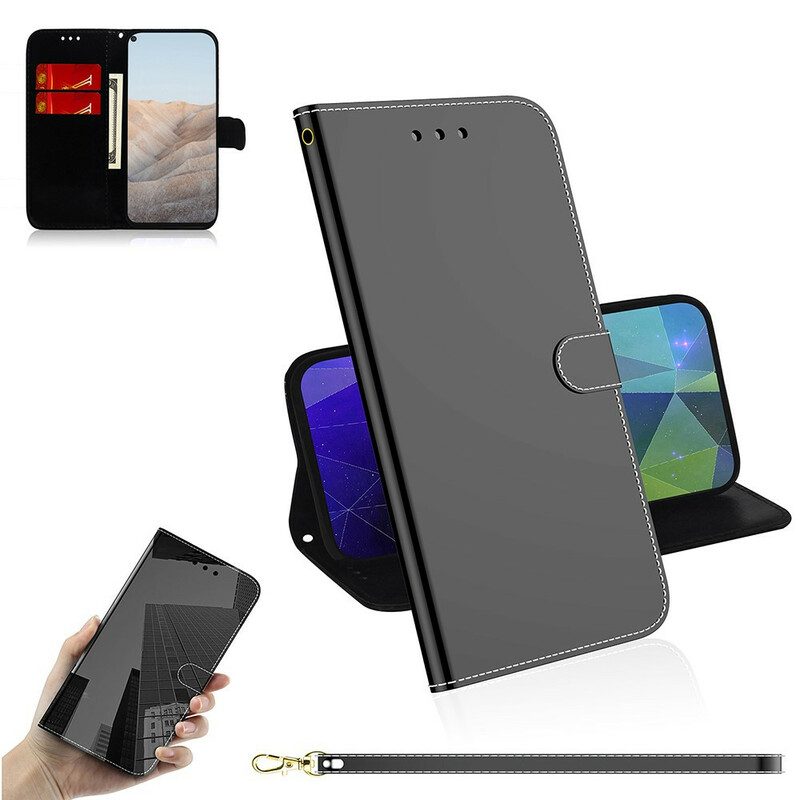 Custodia in pelle Google Pixel 5A Copri Specchietto In Ecopelle