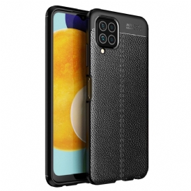 Cover Samsung Galaxy M32 Doppia Linea Litchi Effetto Pelle