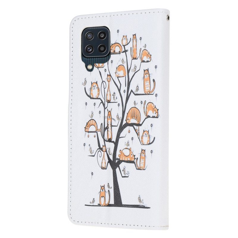 Custodia A Portafoglio Samsung Galaxy M32 Gatti Funky Con Cinturino