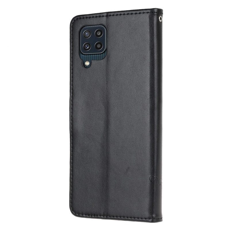 Custodia in pelle Samsung Galaxy M32 Cinturino Fiori
